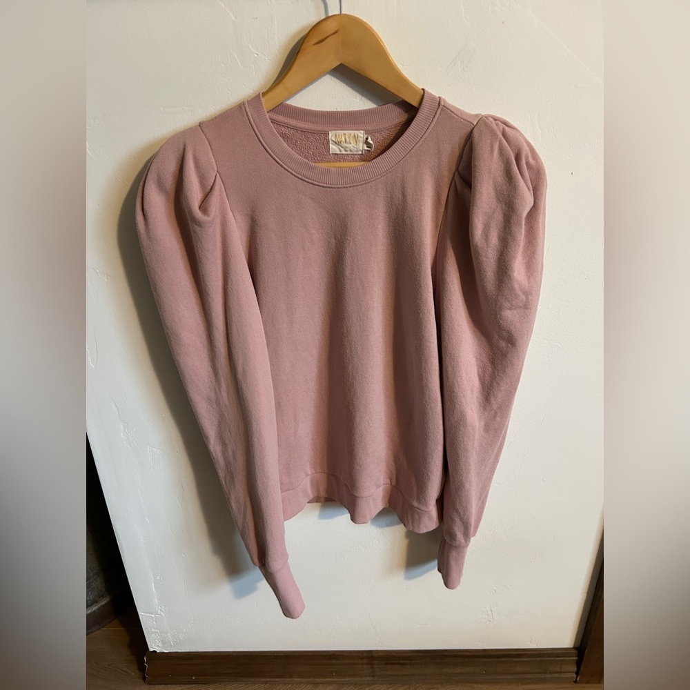 NATION Sweatshirt, ruffled/puff shoulders